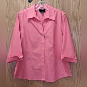 Foxcroft Peach Fitted Button-Up Blouse